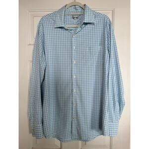 Peter Millar Summer Comfort Button Up Shirt Blue/ Green - size Large - OF